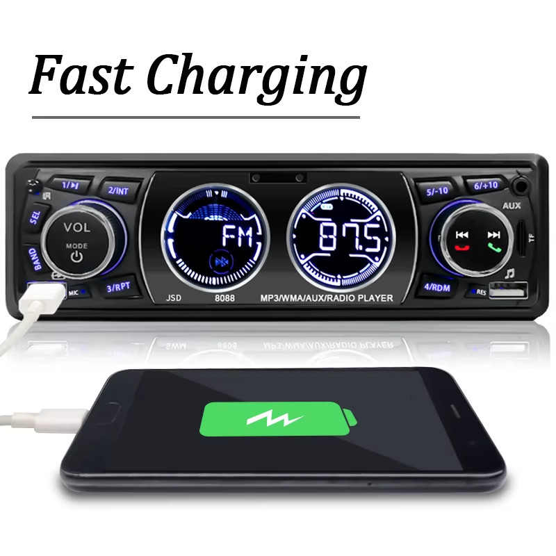 SINOVCLE Car Radio 1Din Audio Bluetooth Stereo MP3 Player FM Receiver 60Wx4 Supp
