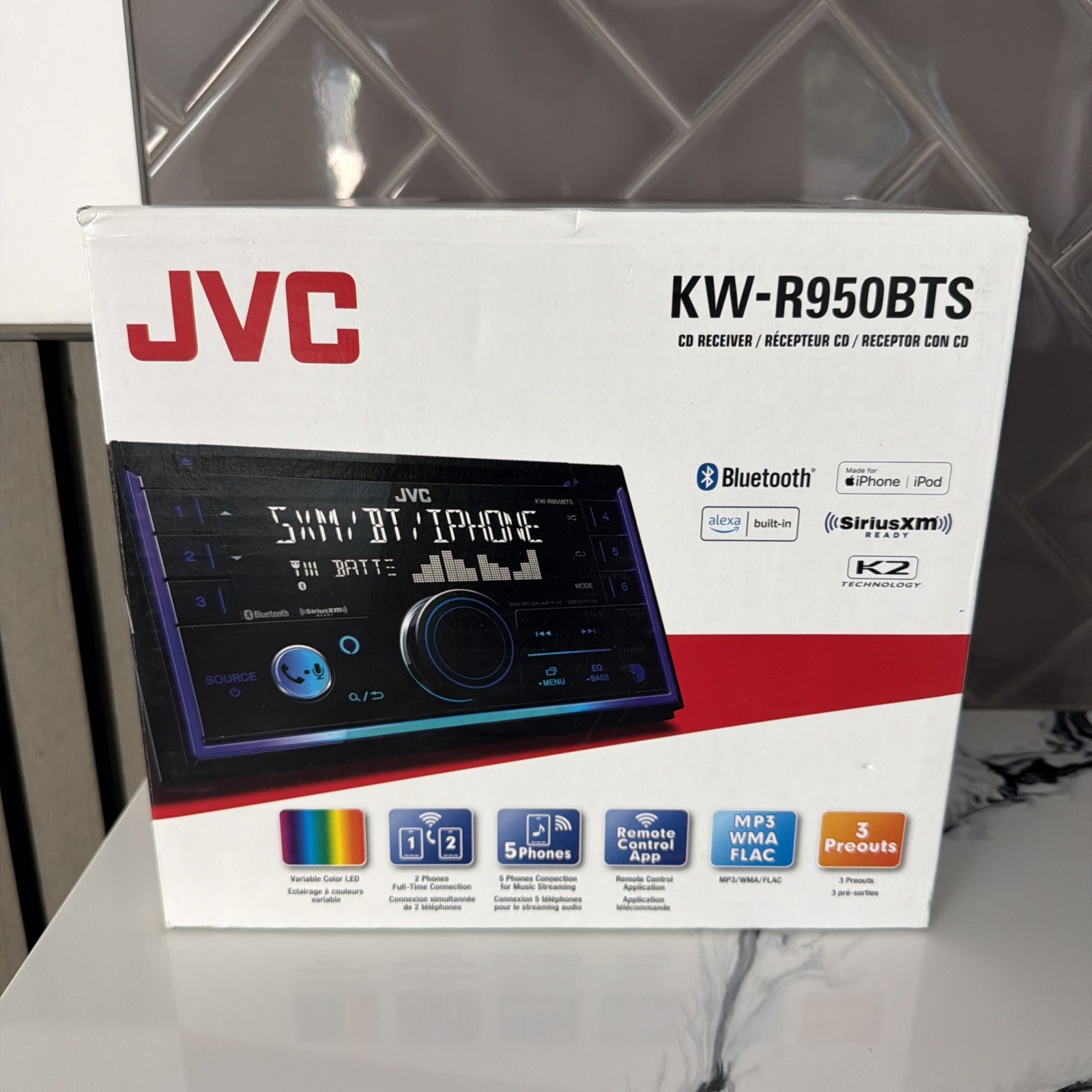 JVC KW-R950BTS 2-DIN In-Dash CD MP3 Bluetooth Receiver w/ Built-in Amazon Alexa