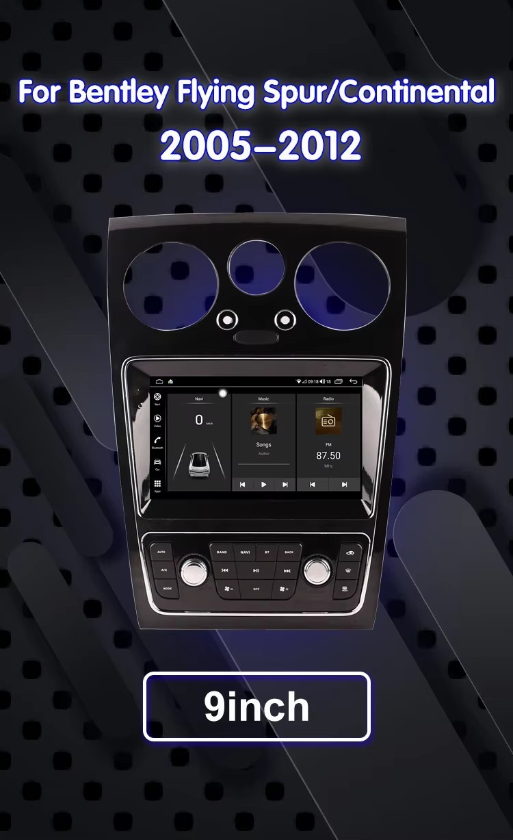 9″ Stereo CarPlay 4+64GB For 05-12 Bentley Flying Spur Continental GT Car Radio
