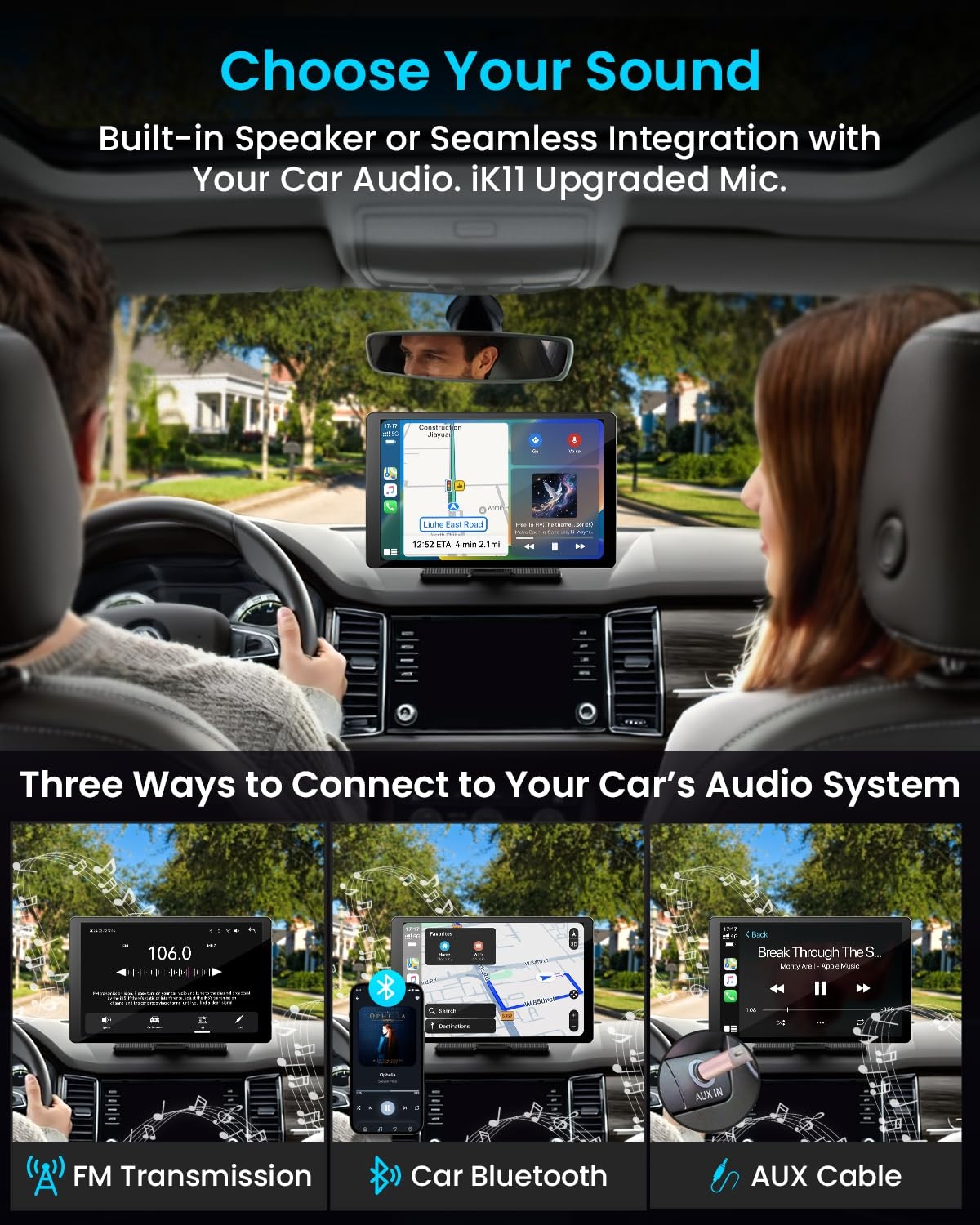 11″ Extra Large Wireless Apple CarPlay Screen for Car – Ultra-Slim 0.16 Inch …