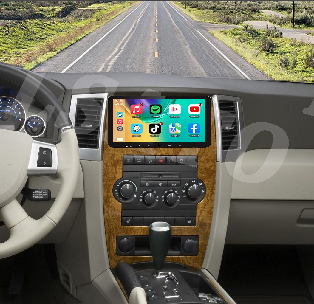 Wifi CarPlay Android 14.0 Radio GPS Stereo 64GFor Jeep Grand Cherokee 2005-2011