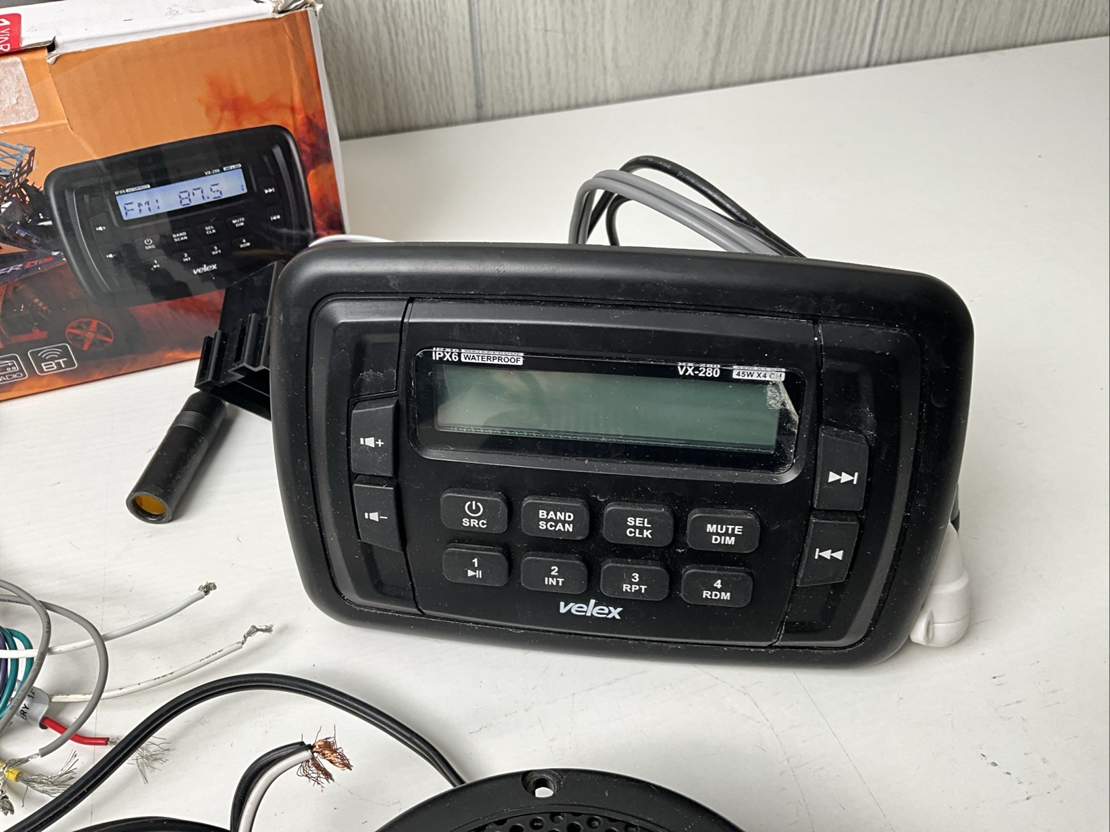 Velex VX280 Marine Bluetooth Streaming Stereo Radio AM FM Tuner 4-Channel x 45W