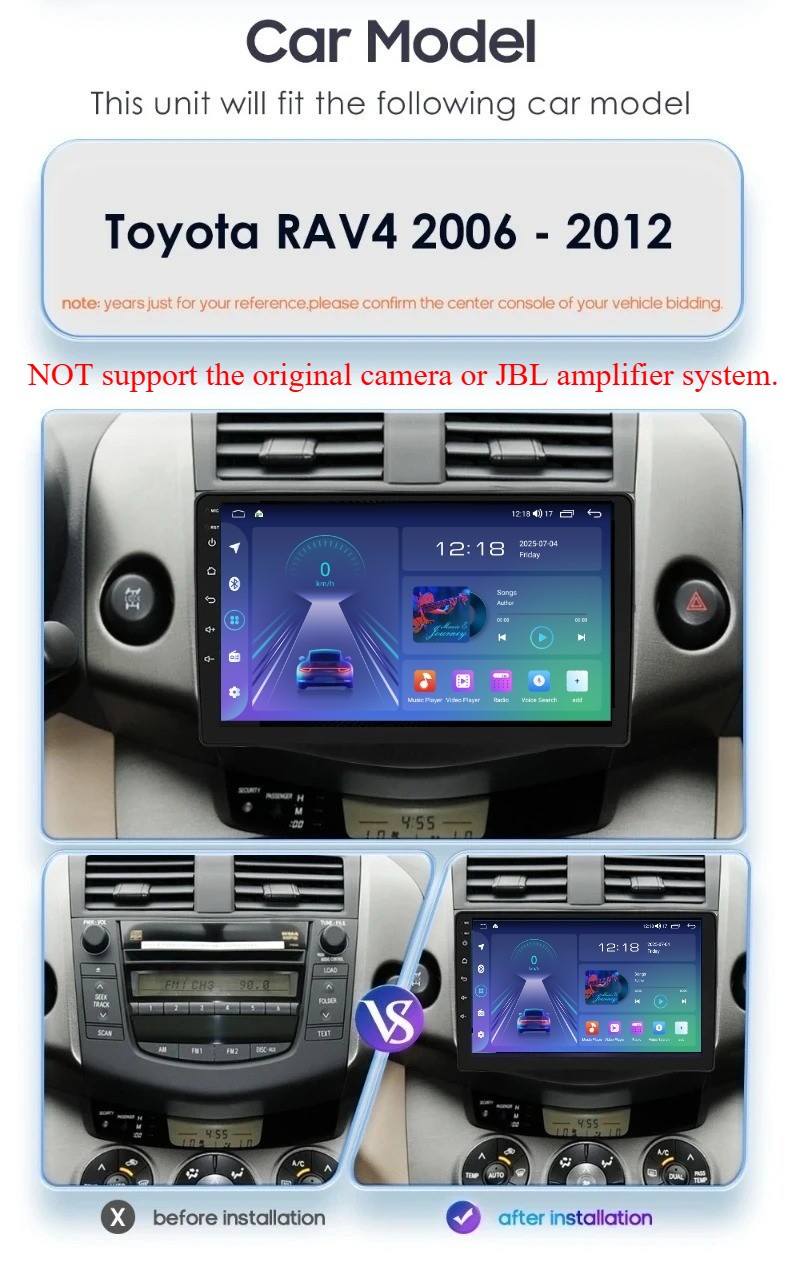 Radio GPS Carplay 8 Core 64G Car Stereo for TOYOTA RAV4 2006 – 2012 Android Auto