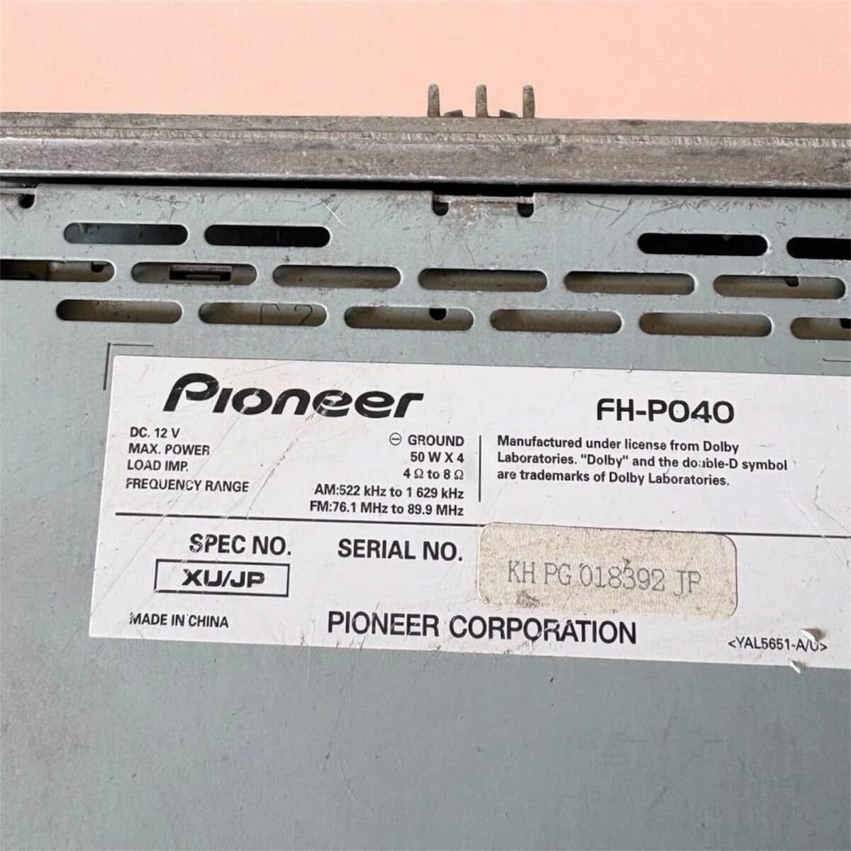 Pioneer Carrozzeria FH-P040 CD Cassette Receiver JAPAN