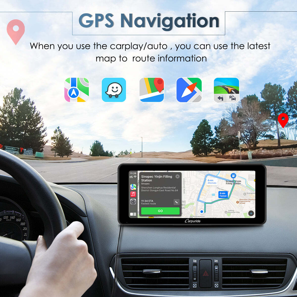 Carpuride 6.9″ Portable Apple CarPlay Android Auto Touch Screen Car Radio Stereo