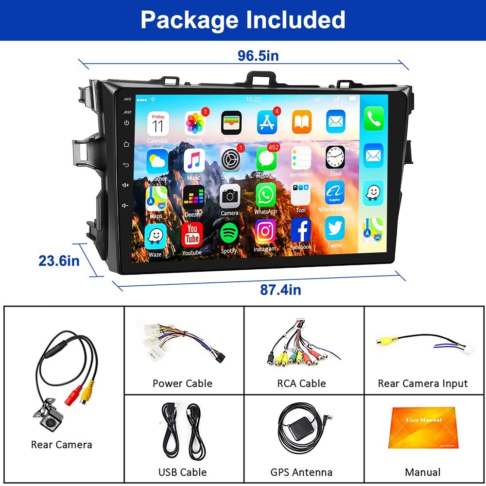 Android 15 4G+64G For Toyota Corolla 2007-2015 Car Stereo Radio CarPlay GPS WIFI
