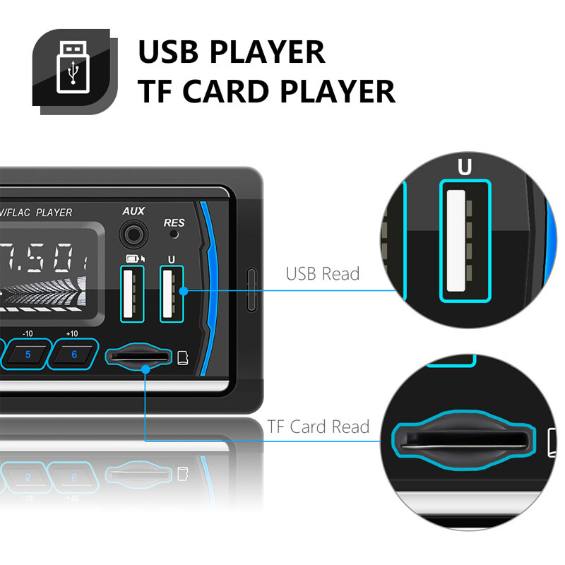 Single 1 Din 12V Car Radio Bluetooth/RDS/AM/FM Rometo Control MP3 Player In-dash