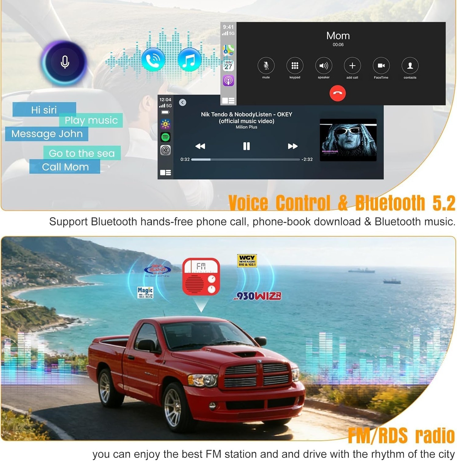 6.8″ QLED Touch Screen Car Radio for Dodge RAM 2002 2003 2004 2005 2006, for …