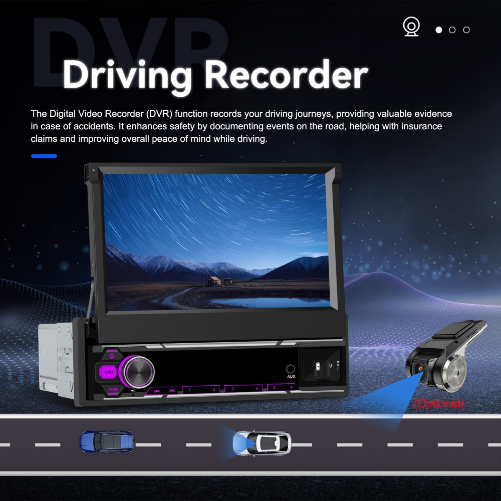 7″ 4G+64GB Car Stereo Radio 1 DIN CarPlay 8 Core Android 15 GPS Flip Out Screen