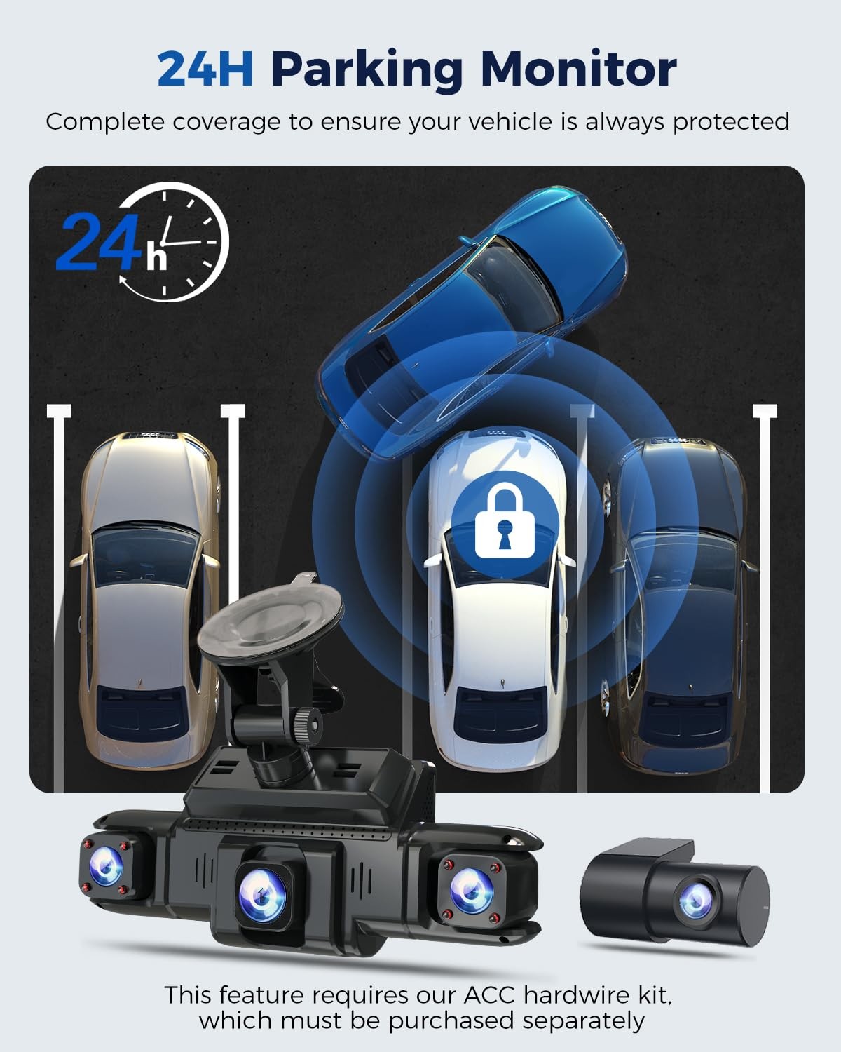 360 View 4 Channel Dash Cam Front and Rear Left Right Inside Camera for Cars, GP