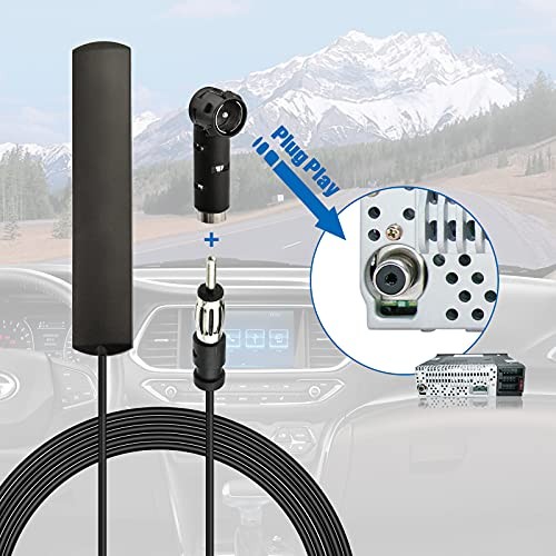 Car Stereo FM Radio Antenna, Hidden Windshield Antenna, DIN Plug black