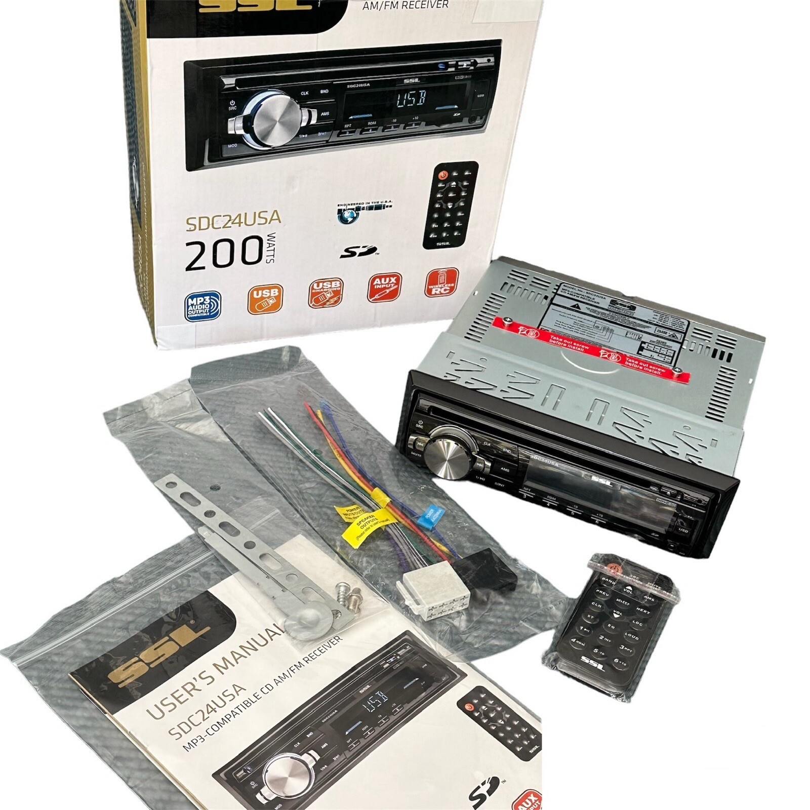 SSL Car Stereo SDC24USA 200 Watts MP3 Compatible CD AM FM Receiver OPEN BOX RARE