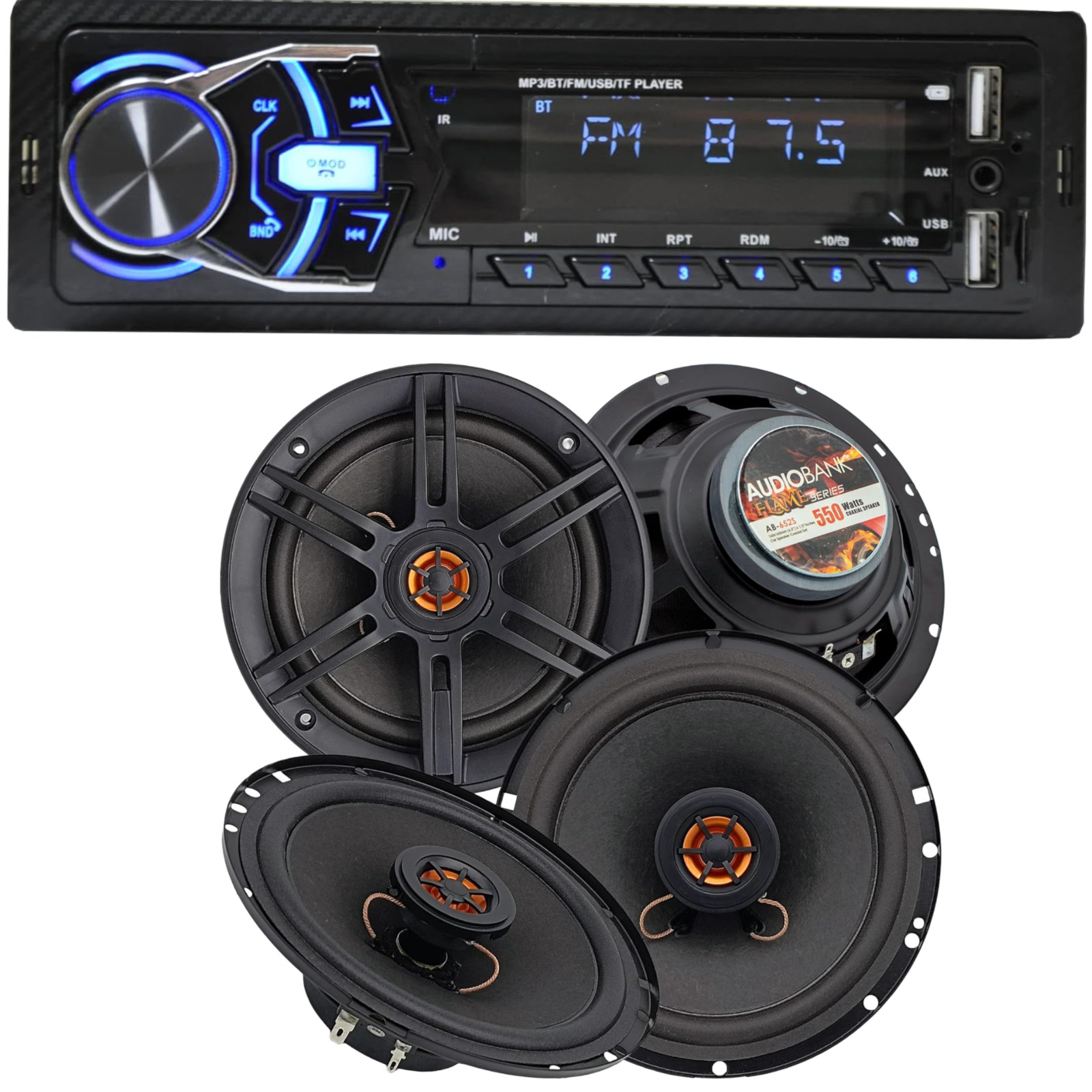 Audiobank Single Din Digital Media Player 200W /Bluetooth/USB/FM +4x 6.5 Speaker