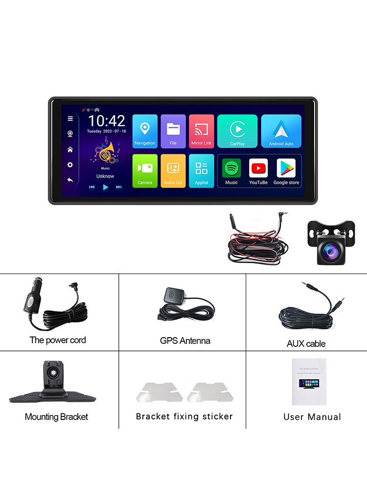10.26″ Portable Bluetooth Car Navigation Carplay HD Large Touch Screen Recorder