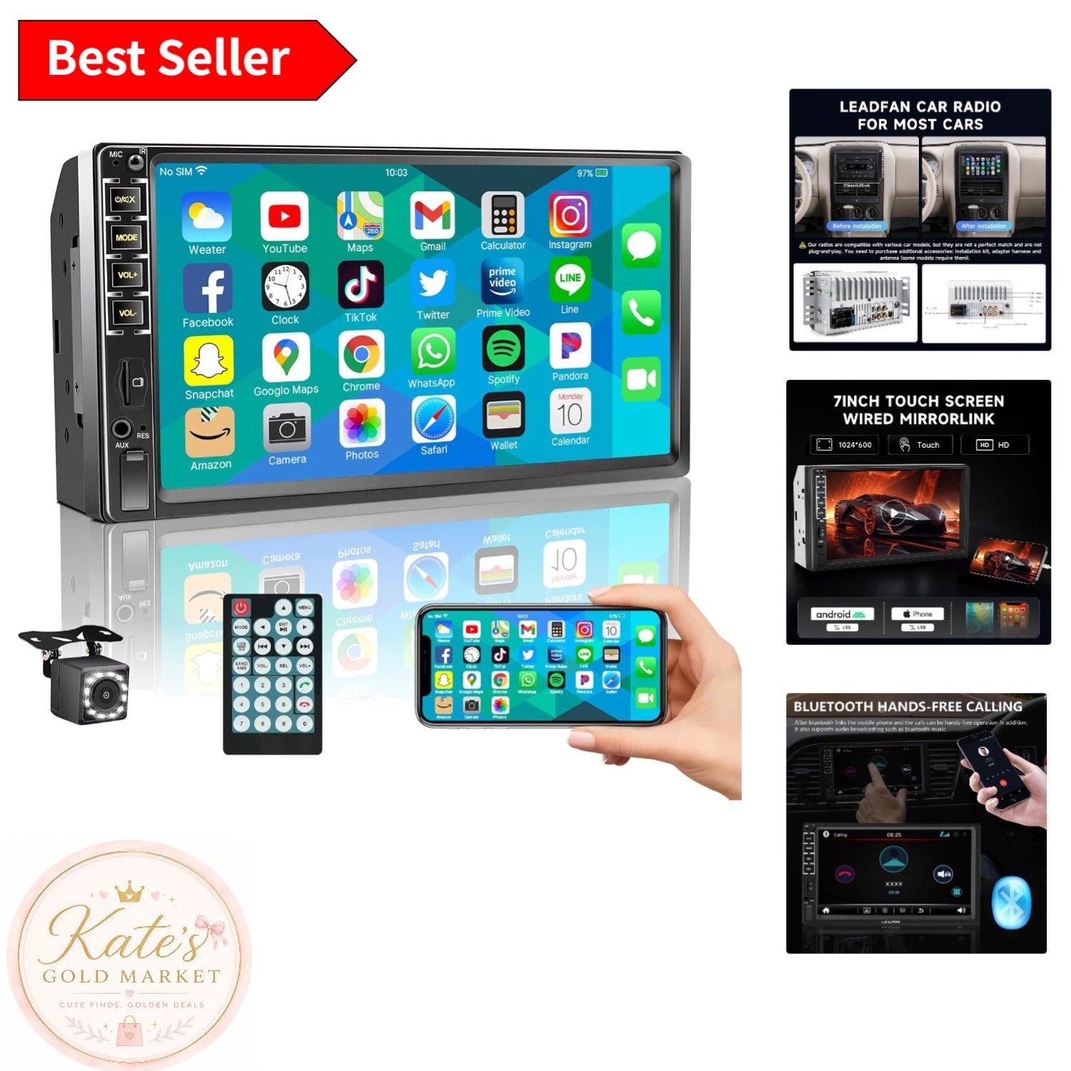 Multifunctional 7” Car Stereo: Bluetooth, Remote Control & Hands-Free Calling