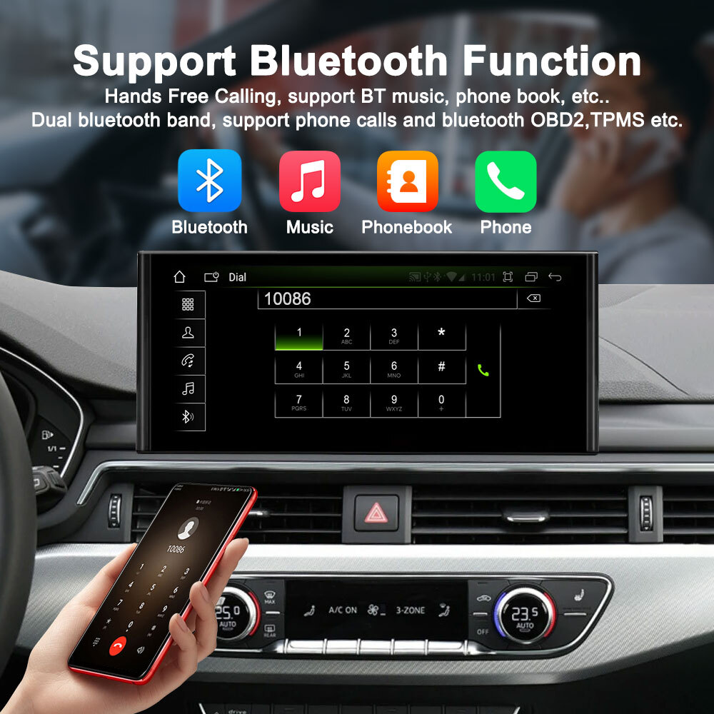 12.3″HD Car Radio for Audi A4L 2017-2021 Carplay Mirrorlink DSP BT Music SWC FM
