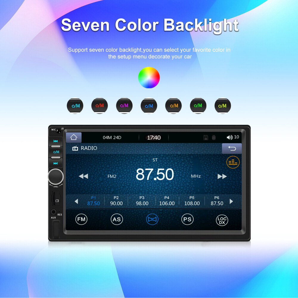 7″ Double 2DIN Carplay Car Radio Android Auto Bluetooth USB FM Mirror Link +Cam