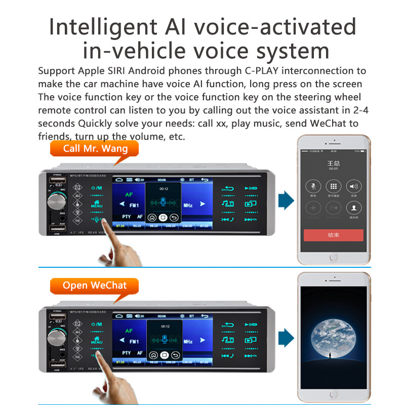 Single 1 Din Car Radio 4.1″ Multimedia MP5 Player Bluetooth Touch Screen Stereo