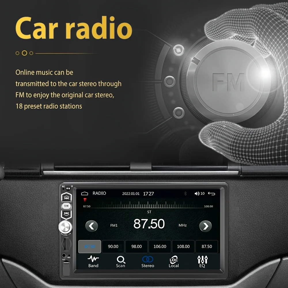 7″ Double 2 Din Car MP5 Player Bluetooth Touch Screen Stereo Radio Audio Mrrior*