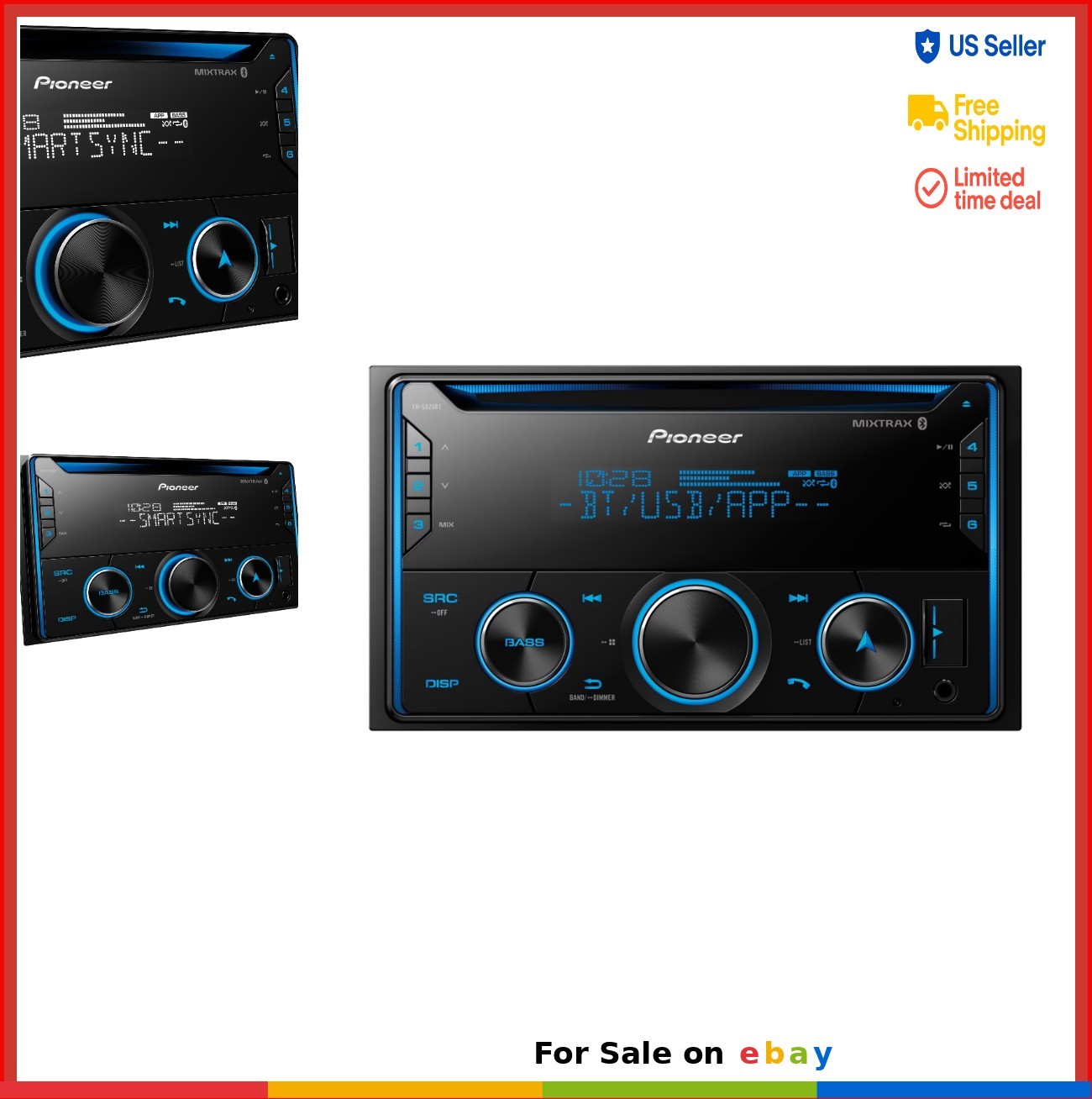 Double DIN CD Receiver Bluetooth Smart Sync In Dash 50W x 4 MOSFET 13 Band EQ