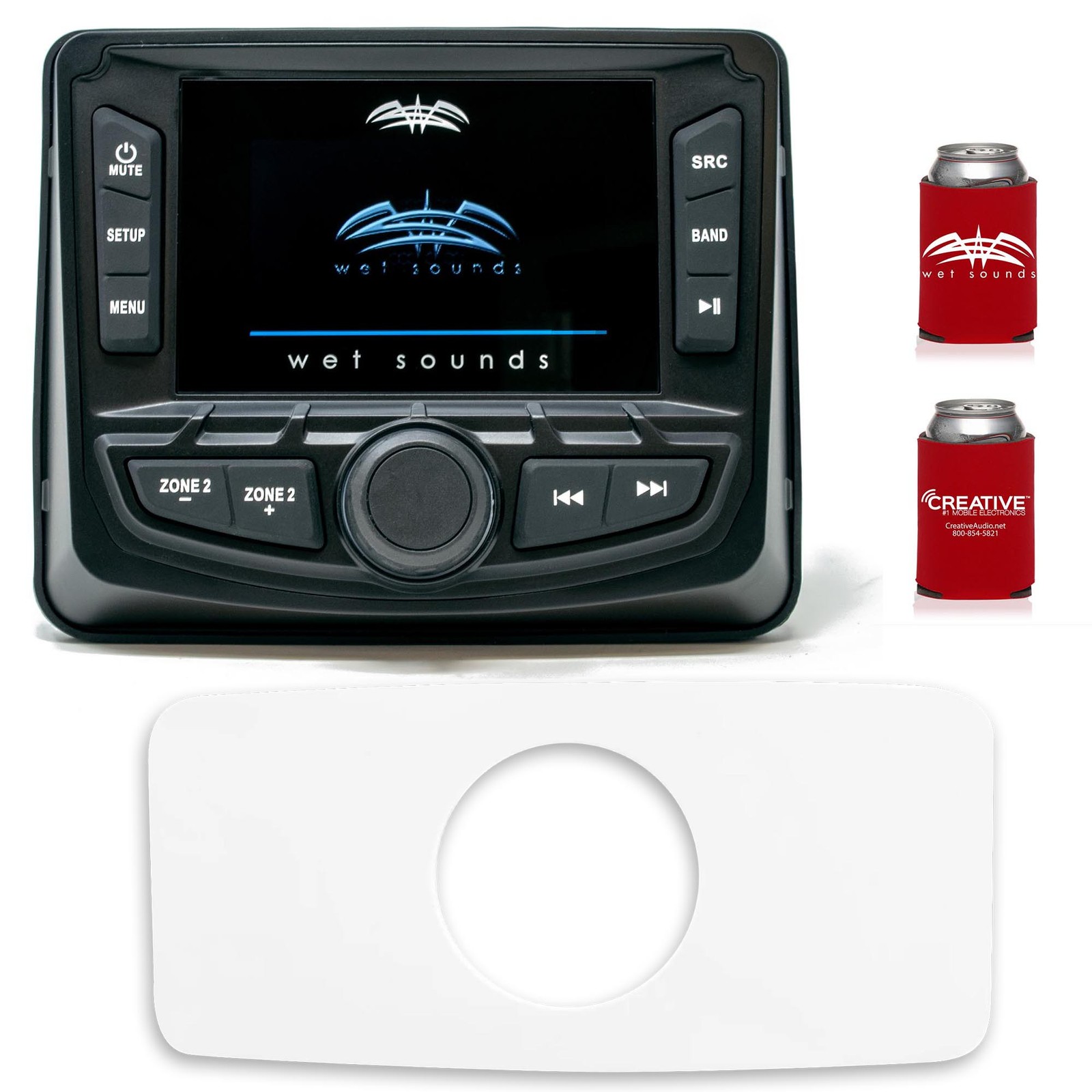 Wet Sounds WS-MC2 With Stinger Marine SEADASH3W 3″ Radio Kit – White