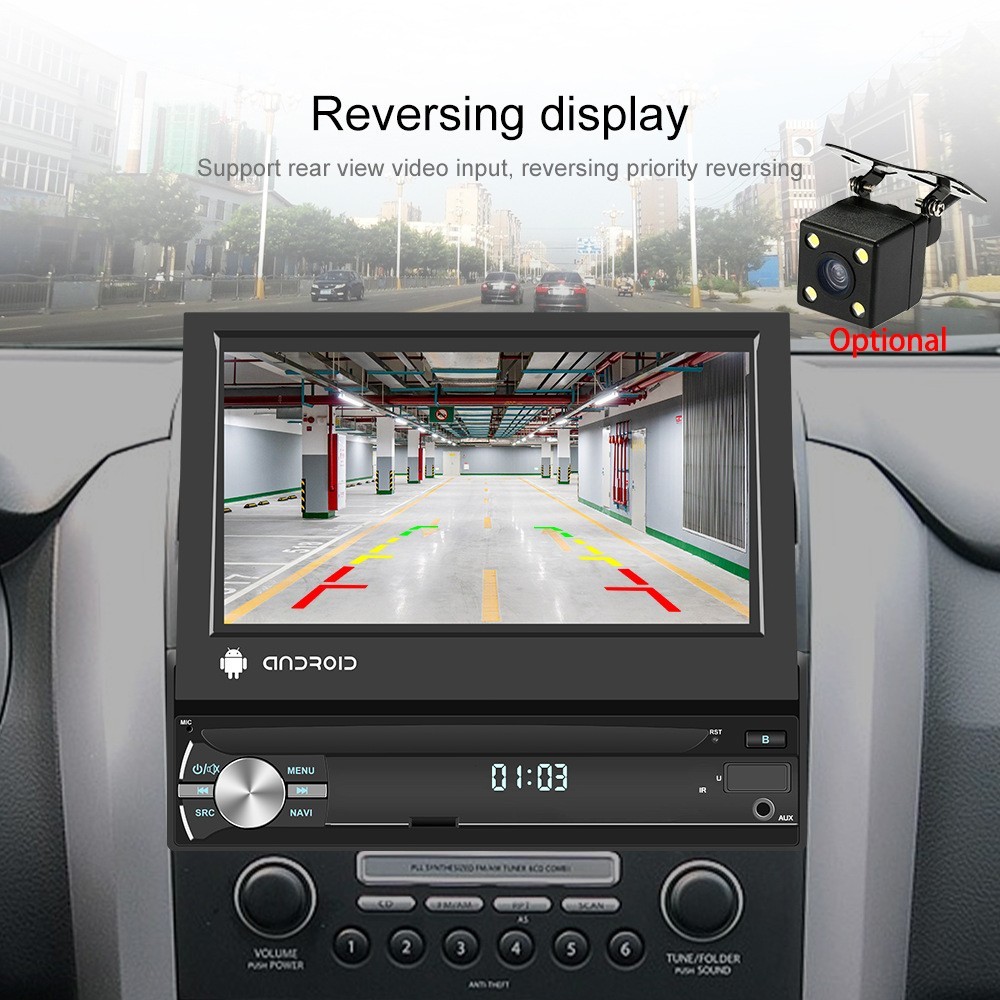7″ HD Android Car Navigation Head Unit Bluetooth CarPlay WiFi Manual Fold Screen