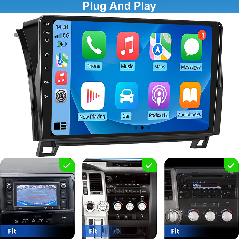4GB Carplay Car Stereo Radio Unit For Toyota Tundra 2007-13 Sequoia 2008-19 DVR