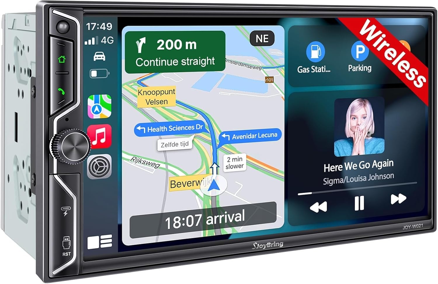 7″ Double Din Car Stereo Wireless Apple CarPlay Android Auto QLED HD 240W