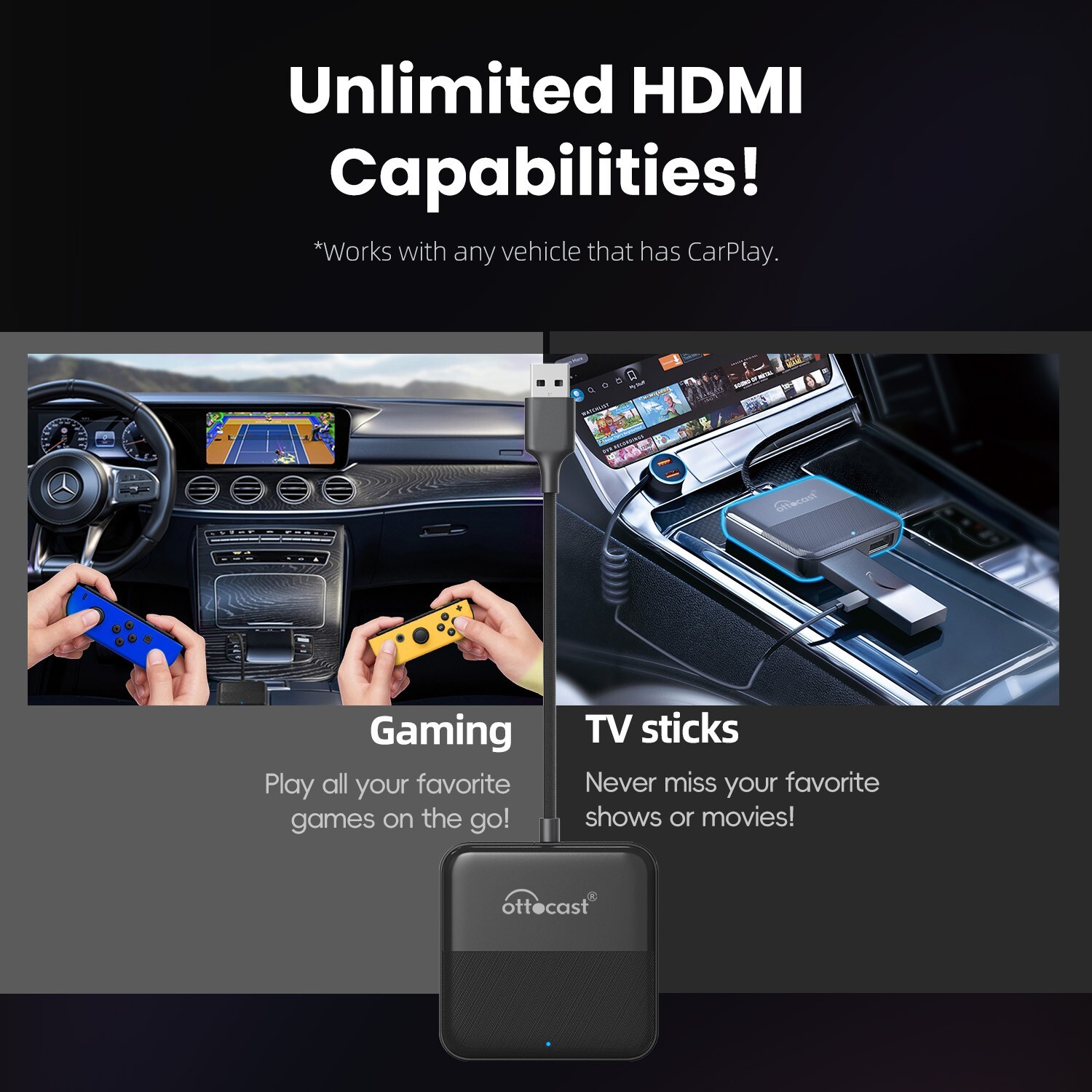 Ottocast Car TV Mate HDMI Multimedia Player Car Infotainment System Adapter