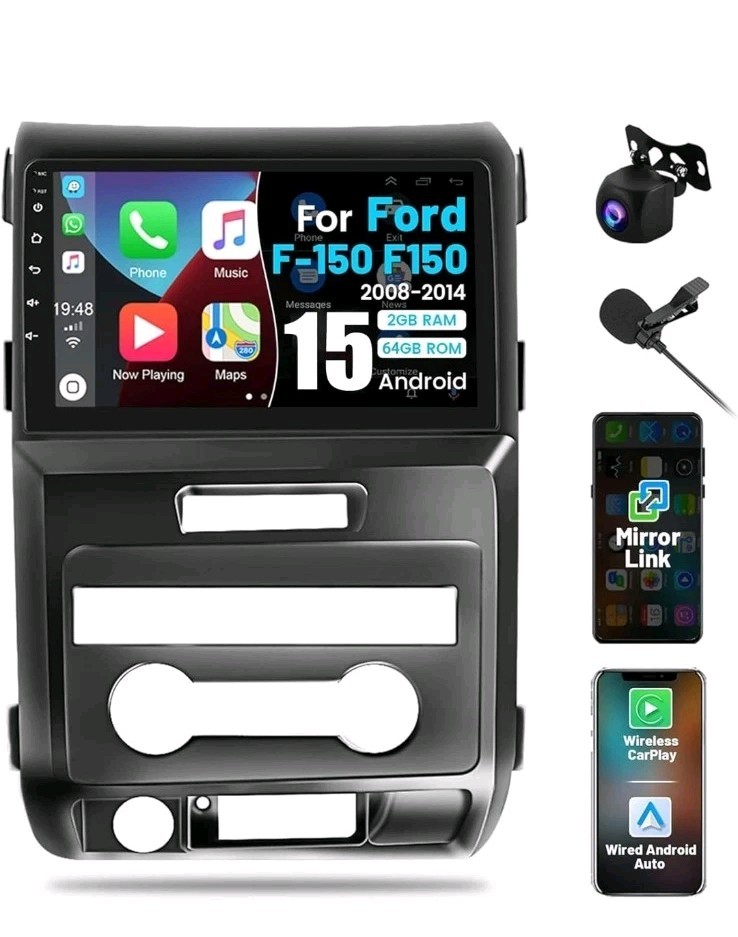 Ford F150 2009-2014 Car Radio Stereo Wireless CarPlay Android Auto GPS 9″