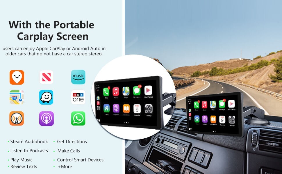 9″ Android CarPlay, Car Receiver with Android Auto Voice MirrorLink Bluetooth