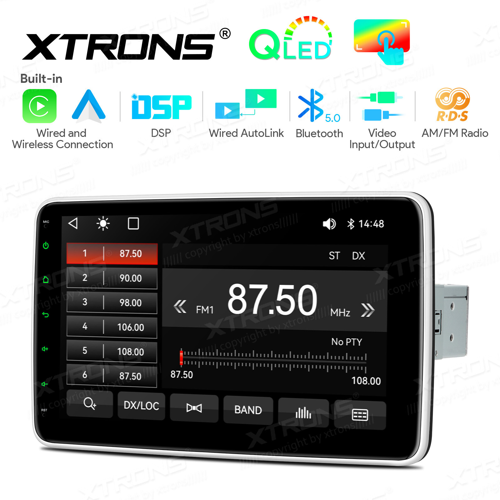 1 DIN 10.1″ Car Stereo AM/FM Radio GPS SatNav IPS QLED Screen Head Unit CarPlay