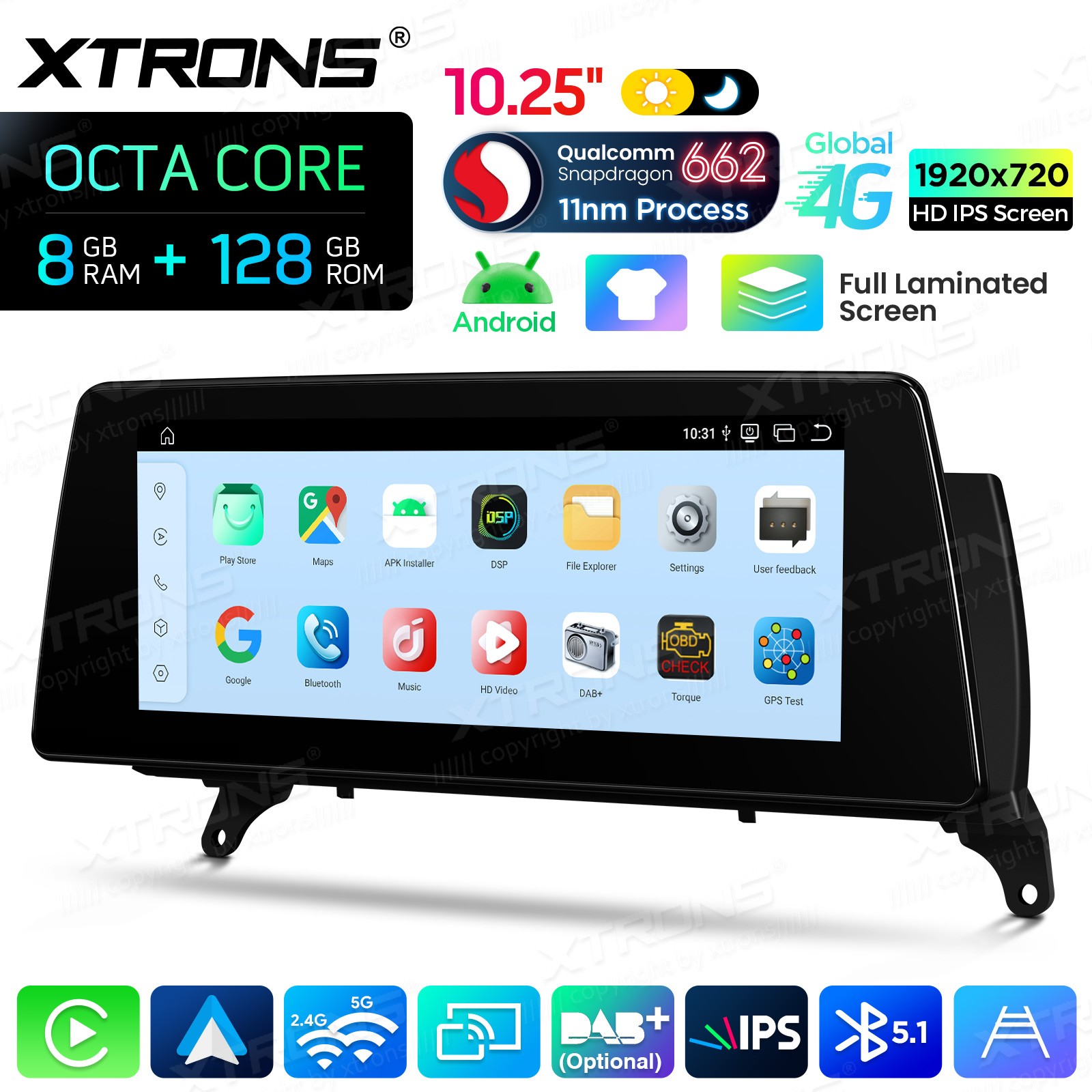 10.25” 8+128G GPS Android 14 CarPlay Car TouchScreen For BMW X5 E70 X6 E71 CCC