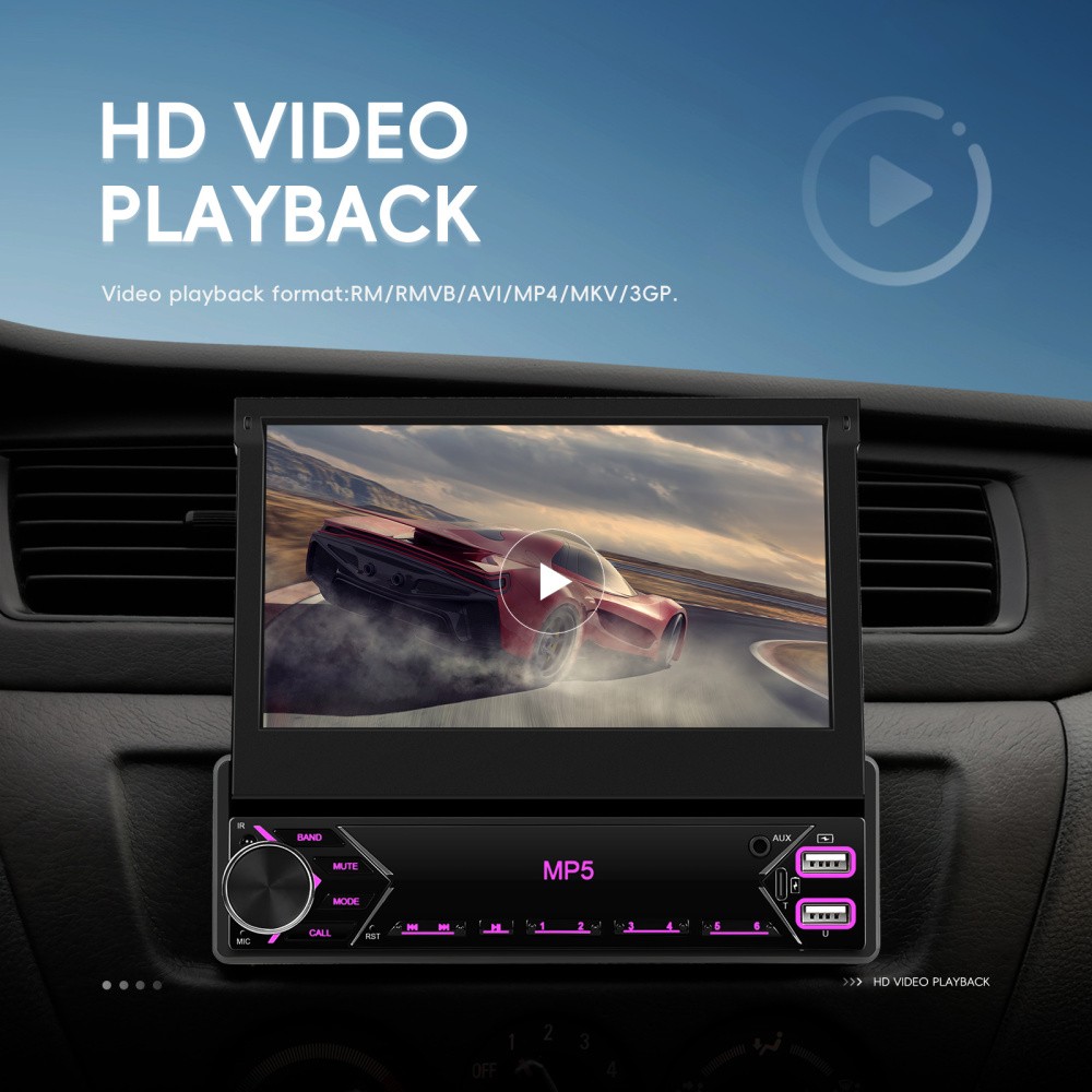7″ Car Stereo Radio Single 1 Din Flip Out Touch Screen MP5 Player USB Bluetooth