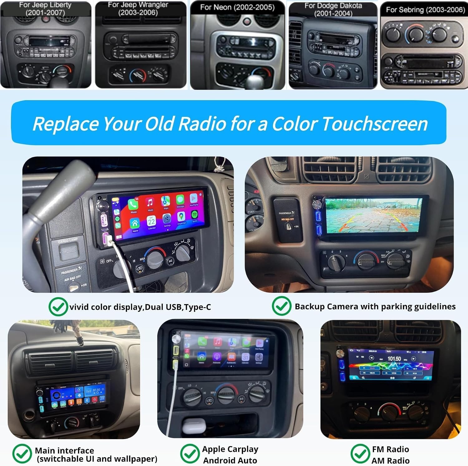 Ultimate Single Din Car Stereo with Backup Camera, Apple Carplay & Android Auto