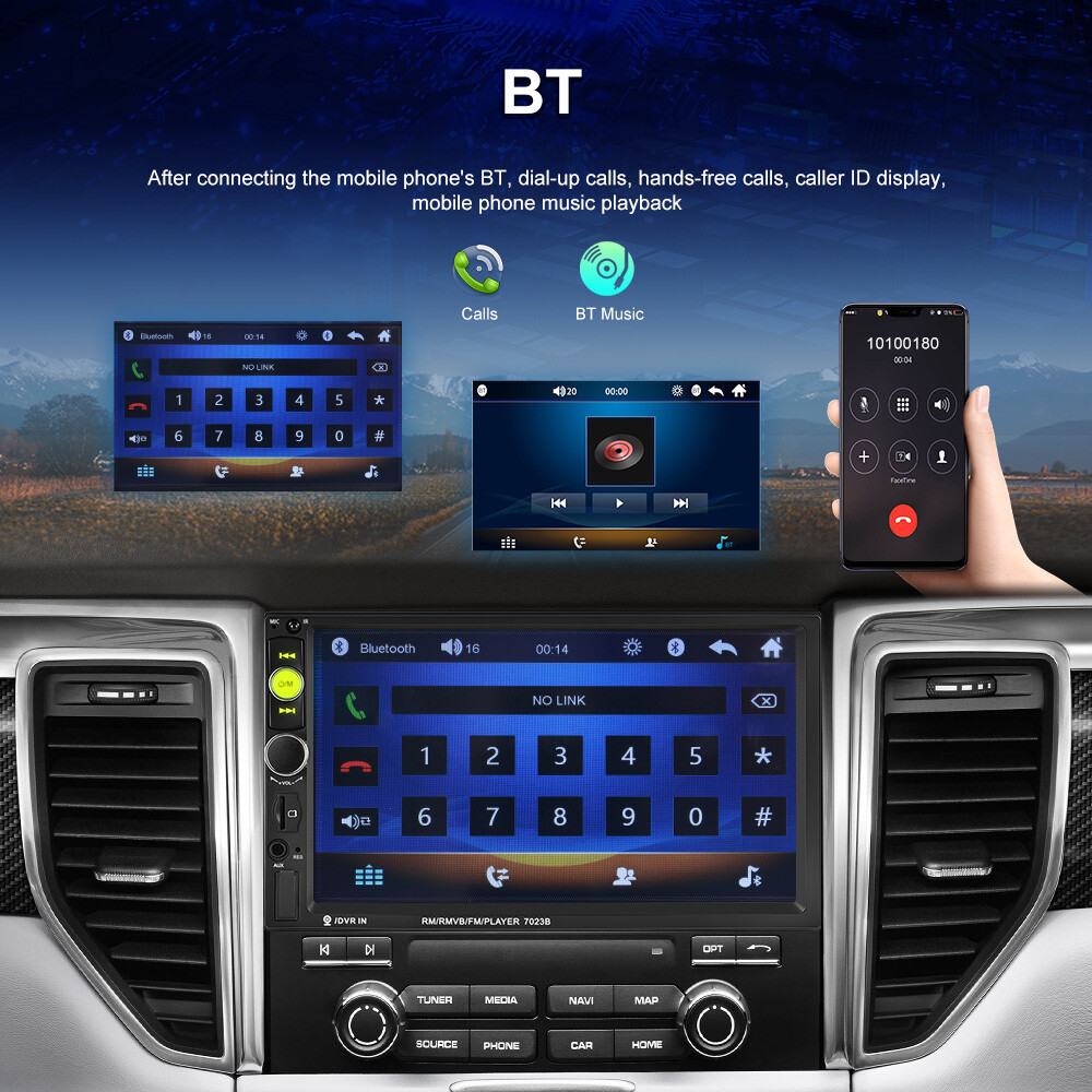 7″ Double 2 Din Car Stereo Radio Bluetooth USB AUX IN TF IOS/Android MP5 Player