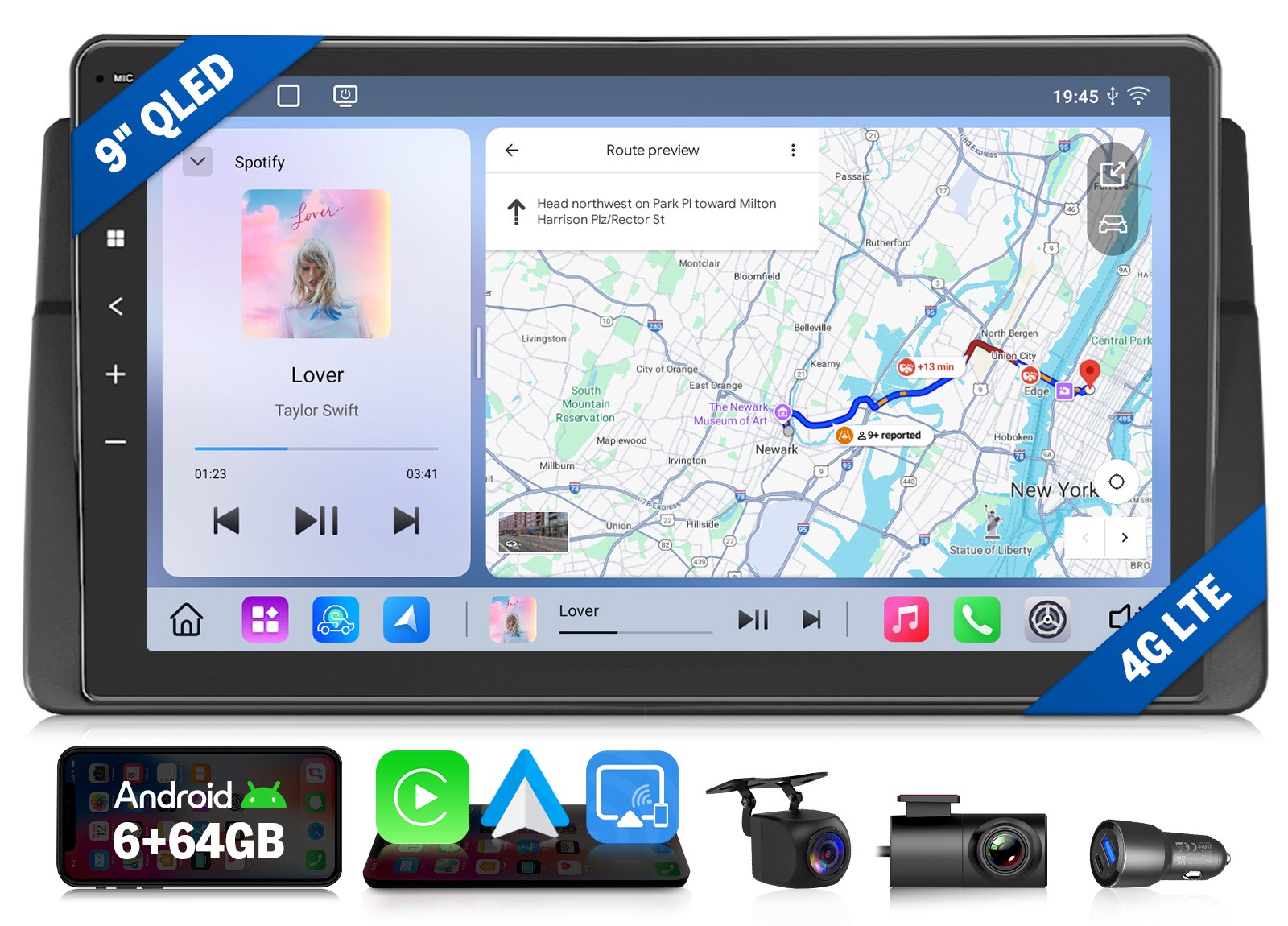 Android 13 9″ QLED 6+64 Car Stereo for BMW E46 M3 1999-2006 Wireless CarPlay SWC