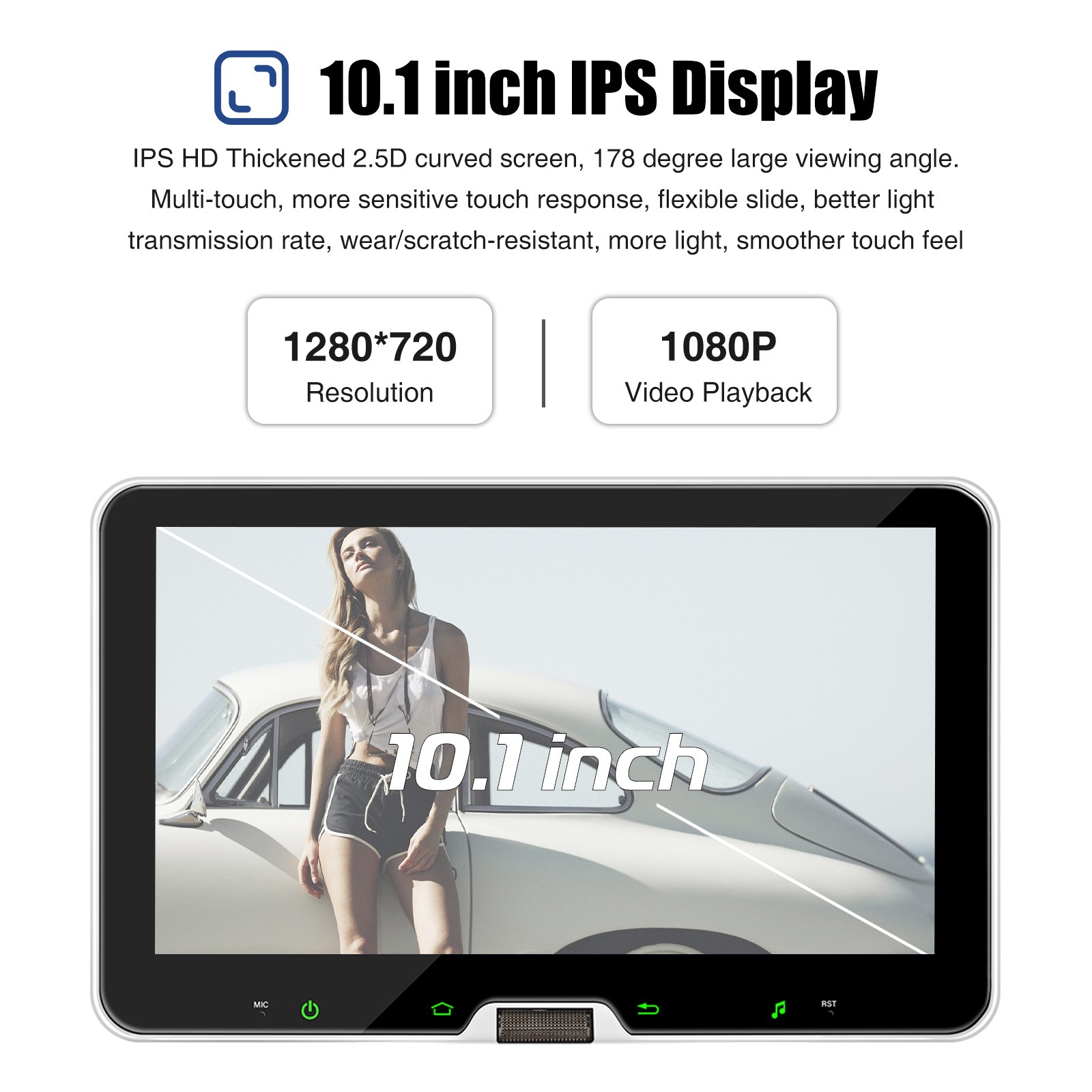 10″ 1 Din Car Stereo Radio with CarPlay/Android Auto Rotatable Touch Screen GPS