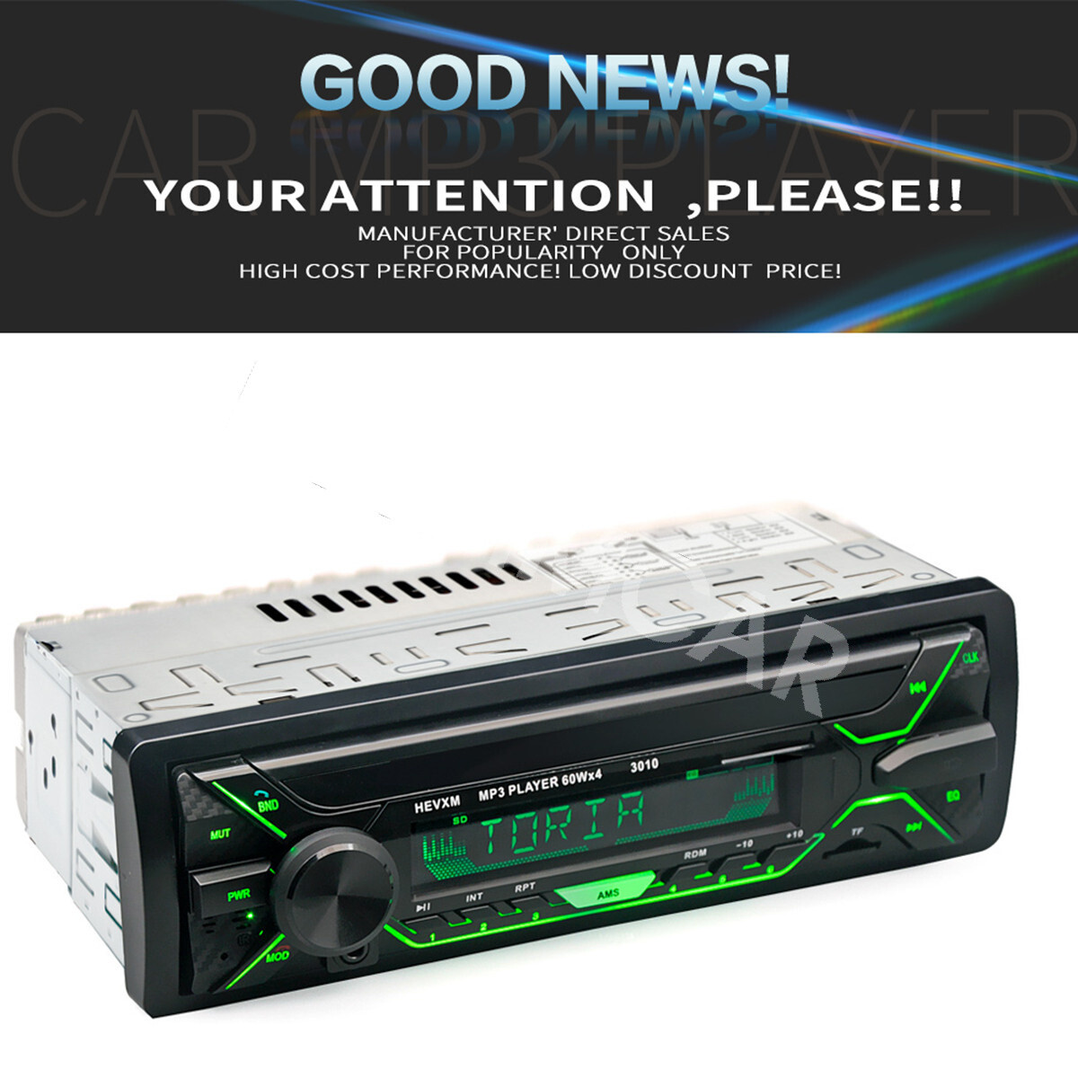 Bluetooth Car Stereo Radio Single Din Head Unit MP3 Player FM RDS USB SD AUX