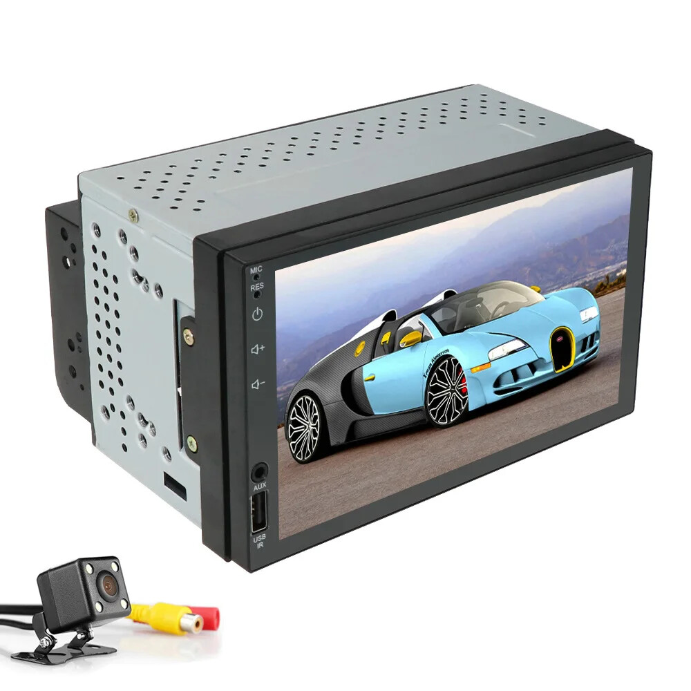 2 Din 7 Inch Touch Screen Rear Camera Aux Tape Multimedia Dvd Mp5 Radio Double