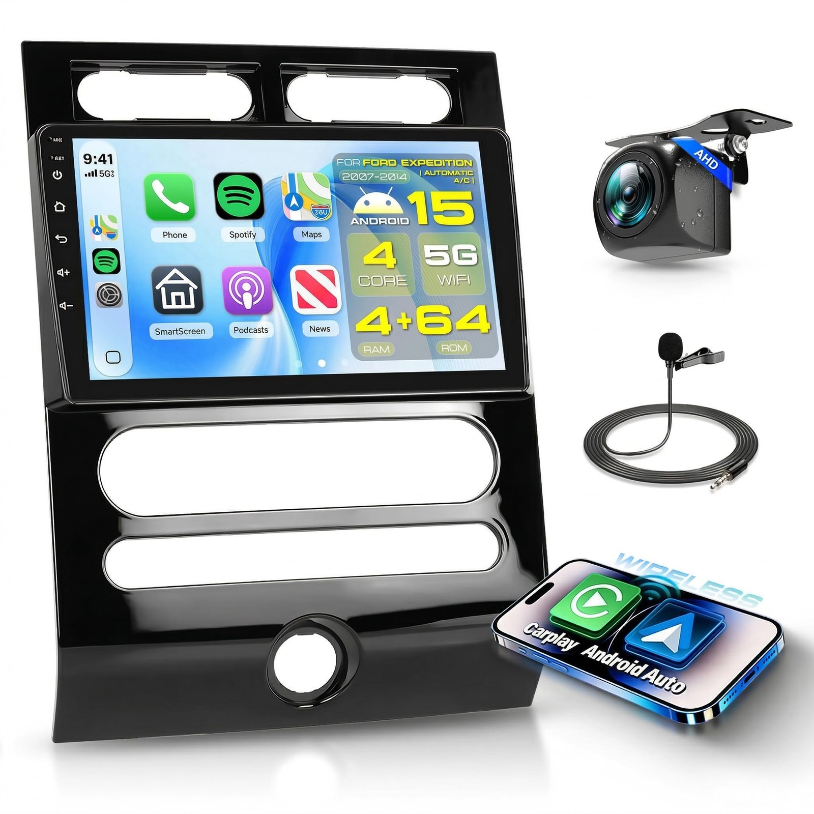 4G+64G 5G WiFi Android Car Stereo for Ford Expedition 2007-2014(Automatic A/)…