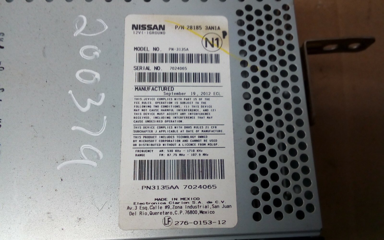 2012-2014 Nissan Versa Radio