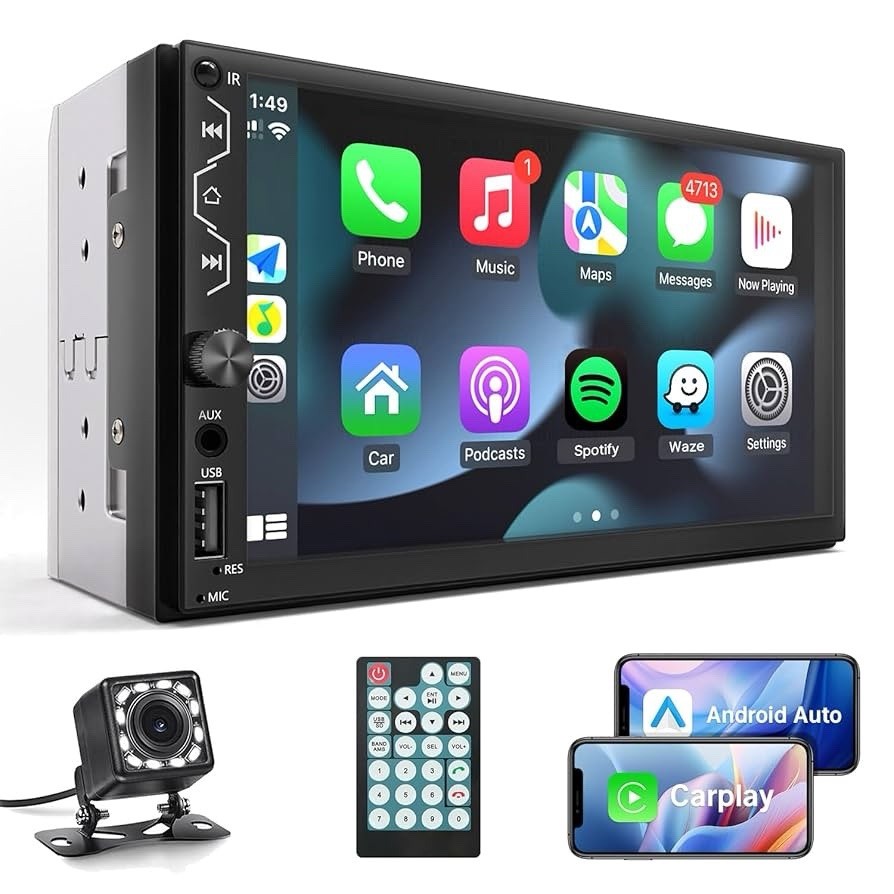 Leadfan Double Din Car Stereo Apple Carplay & Android Auto,7 Inch Touchscreen