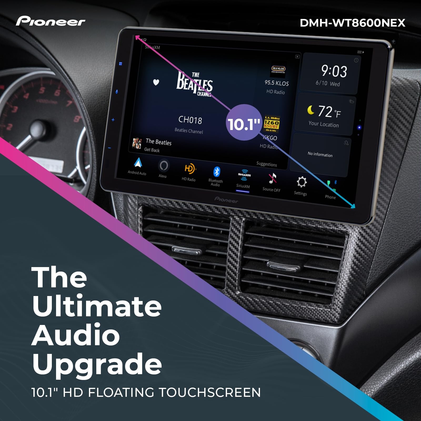 Pioneer DMH-WT8600NEX 10.1″ Capacitive HD Screen, Floating Display – Wireless &