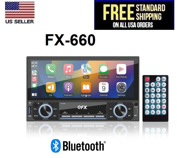 QFX FX-660 2-DIN 7” TOUCHSCREEN AUDIO/VIDEO/PHOTO /Mirror CAR STEREO W/BLUETOOTH