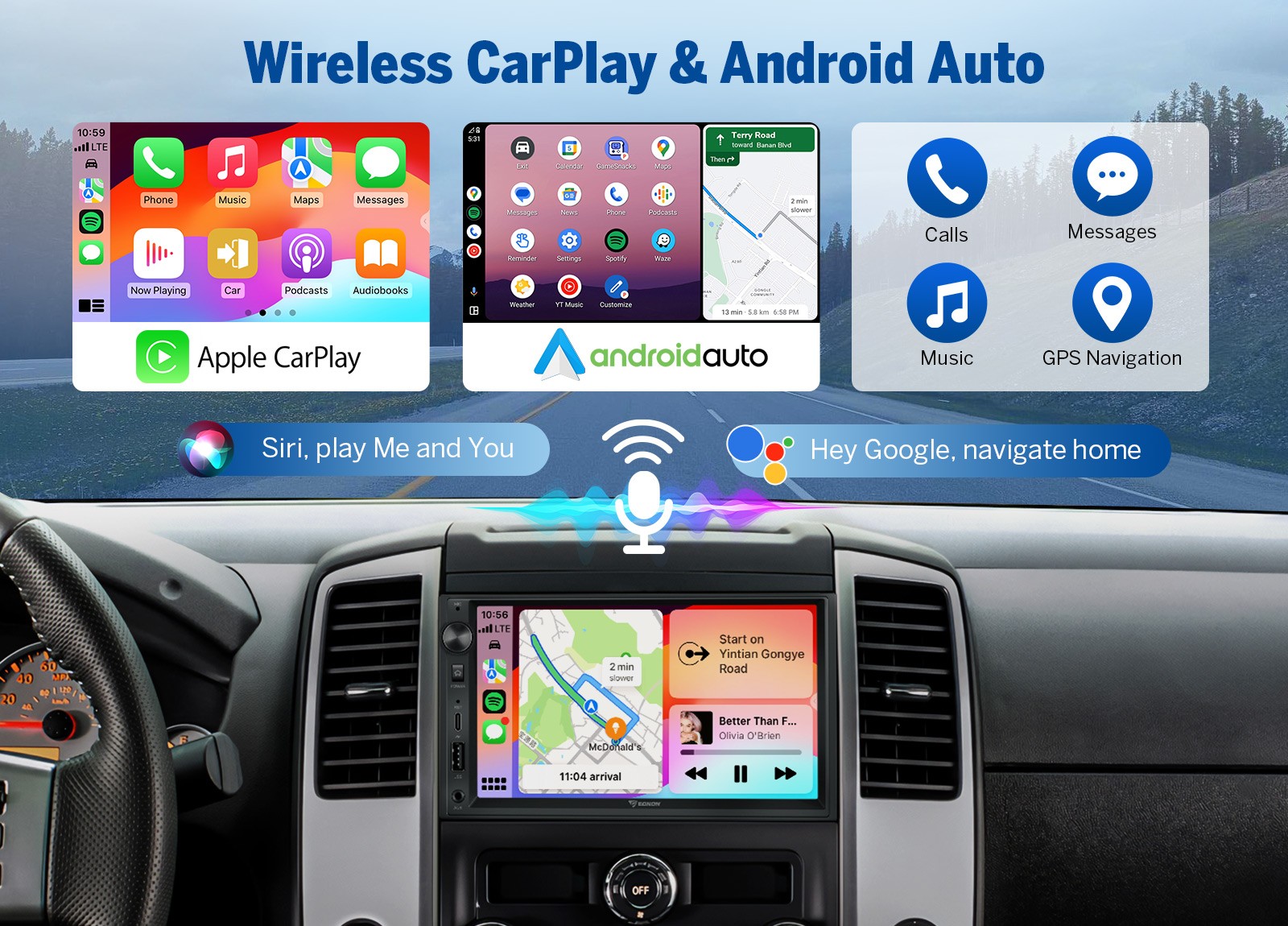 Eonon UA13 7″ IPS Double DIN Android 13 Car Stereo Radio GPS Tracker CarPlay APP