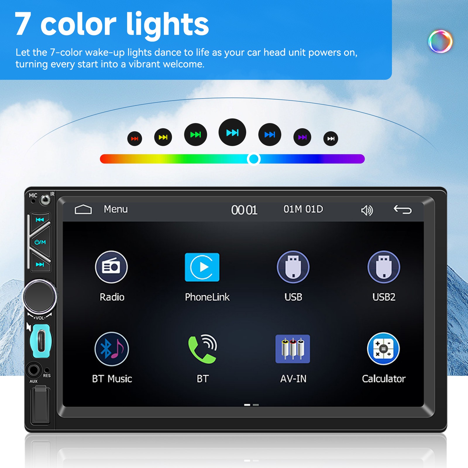 7″ Touch Screen Stereo Bluetooth Radio Car For Apple/Android Carplay GPS +16GB