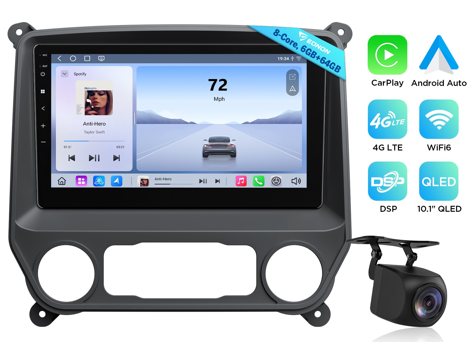 QLED 6+64 10.1″Android Car Stereo Radio GPS for Chevy Silverado GMC Sierra 14-18
