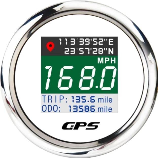 GPS Speedometer 2-1/16″ 52mm Digital Boat GPS Speedometer Gauge MPH Km/h White