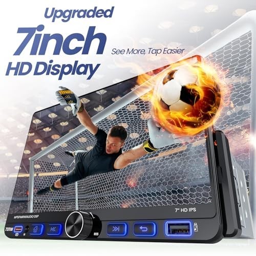 7″ Single Din Car Stereo Radio, Apple CarPlay, Android Auto, Bluetooth 5.3, 1080